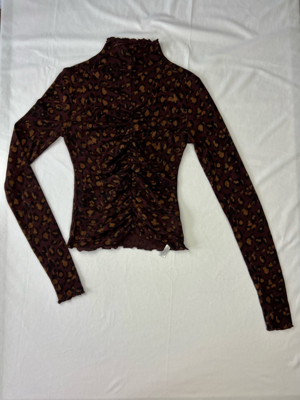 Intimately Free People Little Crush Long Sleeve Mock Neck Leopard Print Top XS